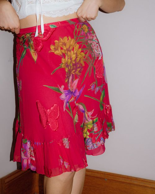 Blumarine Silk Floral Printed Skirt